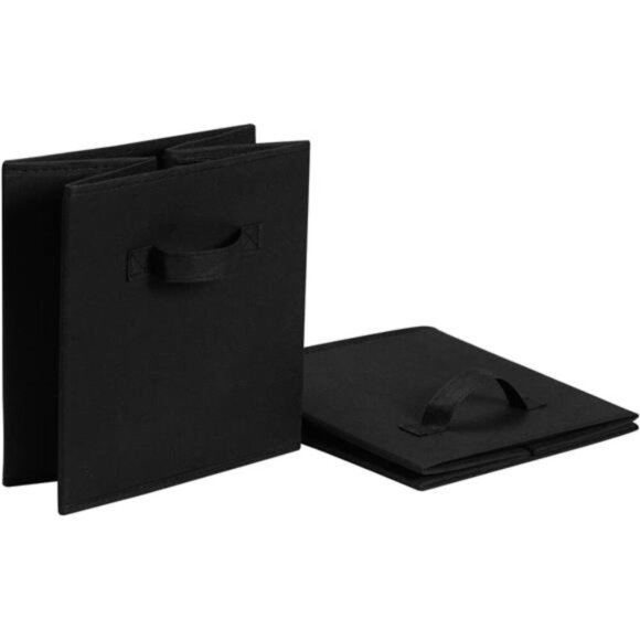 Storage Cube Bins Set of 6 Black Fabric 13x13 Foldable Organizer with Handles - Picture 6 of 7